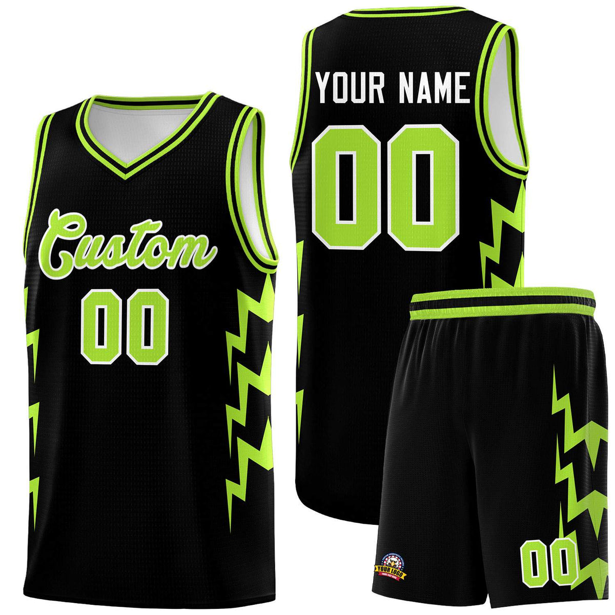 Custom Black Side Lightning Pattern Sports Uniform Basketball Jersey|KXKSHOP