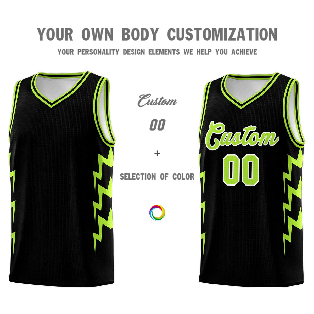 Custom Black Side Lightning Pattern Sports Uniform Basketball Jersey|KXKSHOP