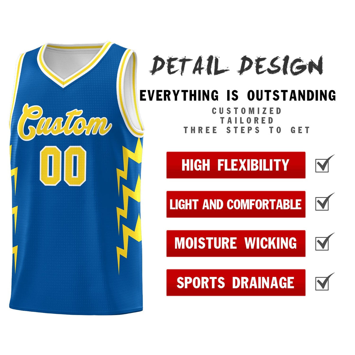 Custom Royal Side Lightning Pattern Sports Uniform Basketball Jersey|KXKSHOP