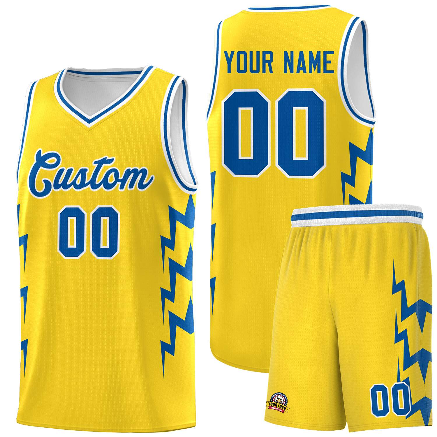 Custom Gold Side Lightning Pattern Sports Uniform Basketball Jersey|KXKSHOP