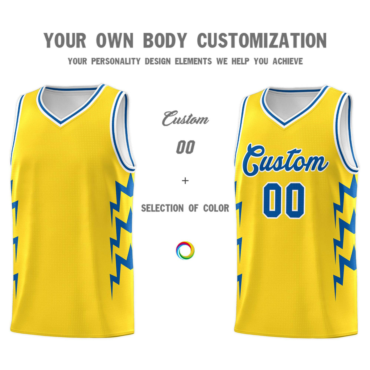 Custom Gold Side Lightning Pattern Sports Uniform Basketball Jersey|KXKSHOP