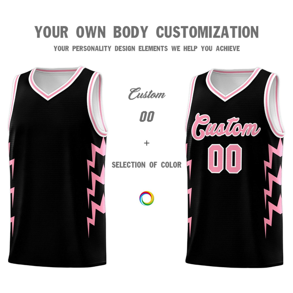 Custom Black Side Lightning Pattern Sports Uniform Basketball Jersey|KXKSHOP