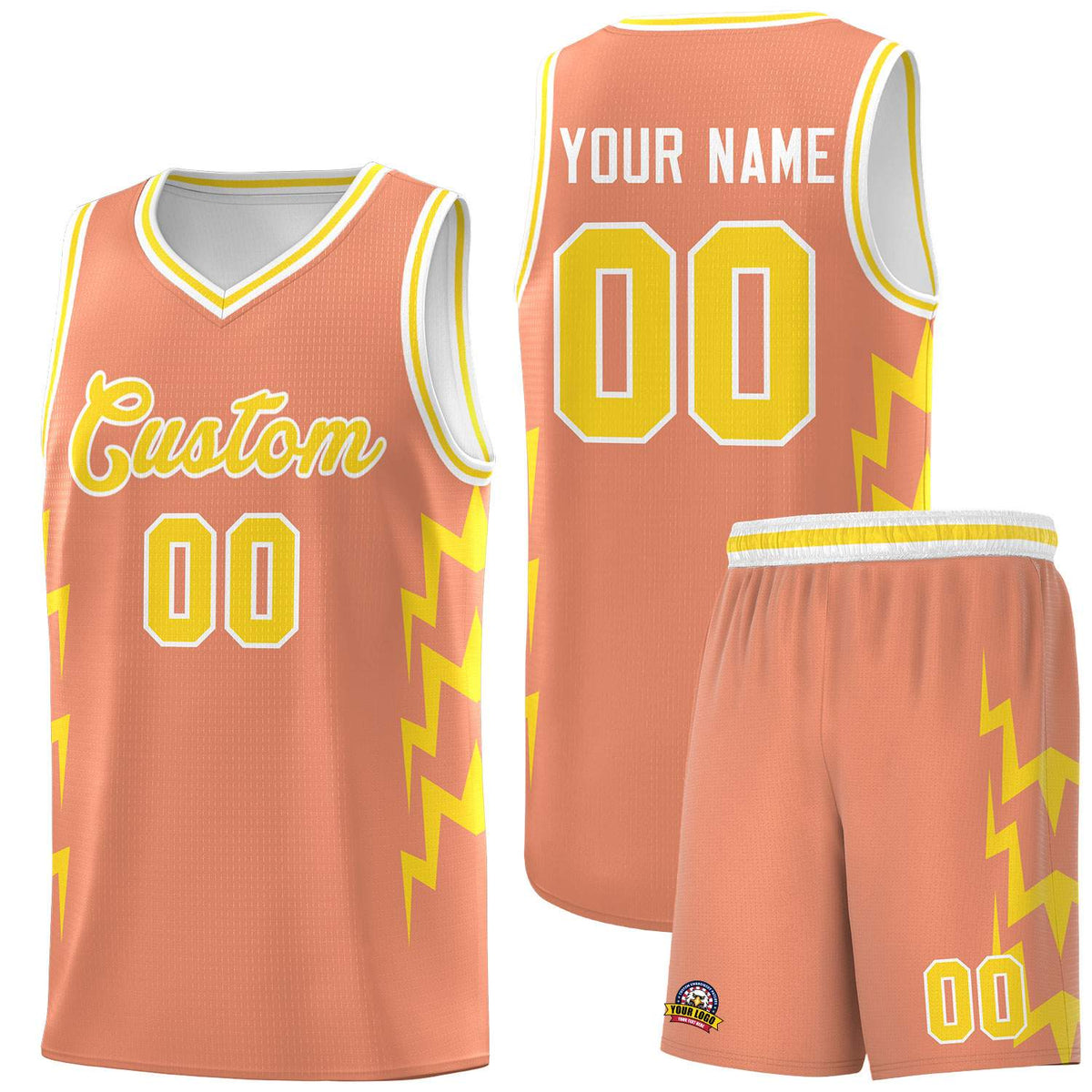 Custom Orange Side Lightning Pattern Sports Uniform Basketball Jersey|KXKSHOP