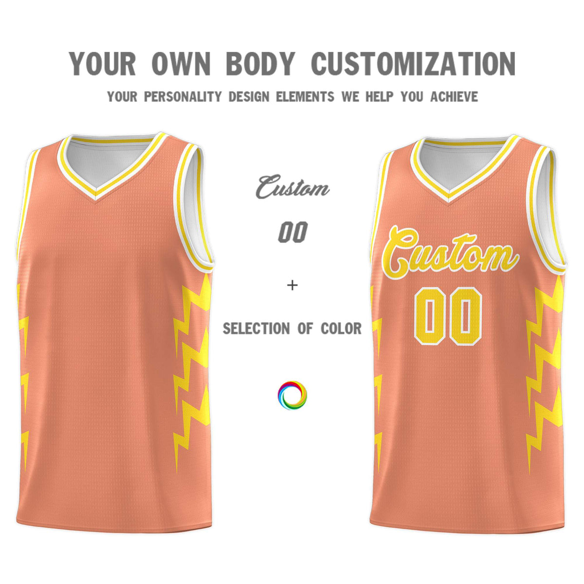 Custom Orange Side Lightning Pattern Sports Uniform Basketball Jersey|KXKSHOP