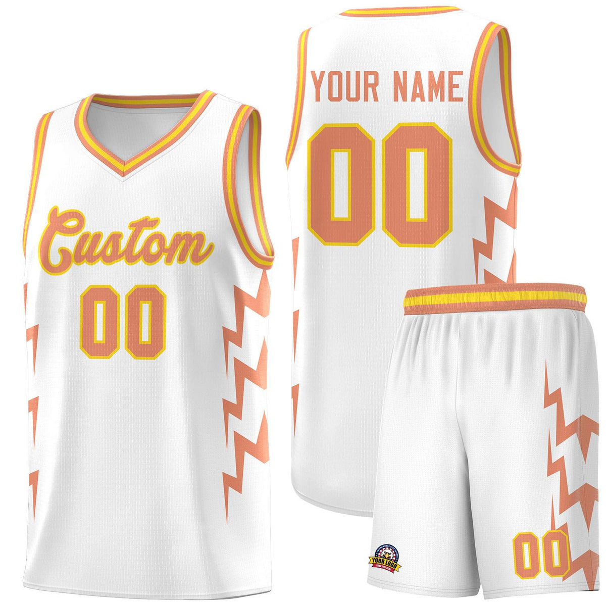 Custom White Side Lightning Pattern Sports Uniform Basketball Jersey|KXKSHOP