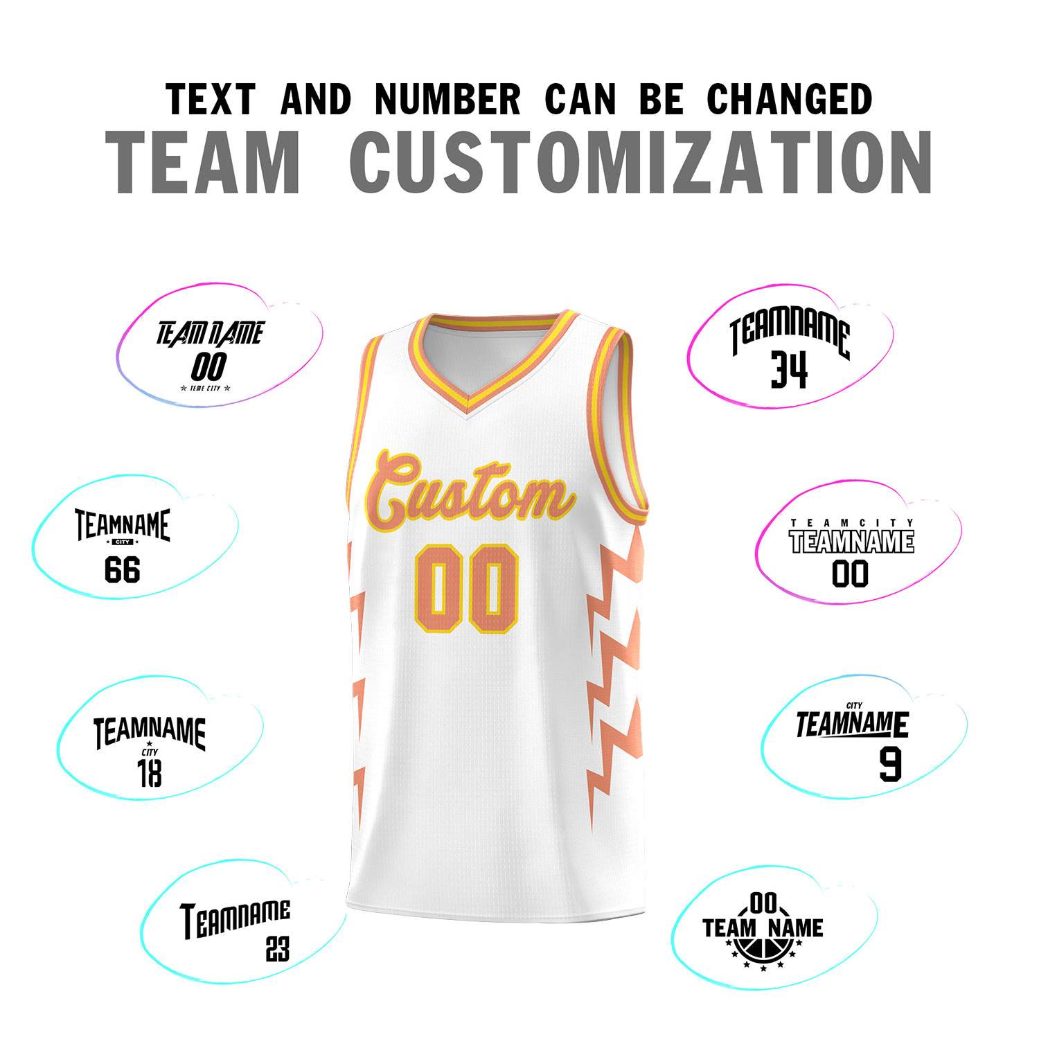 Custom White Side Lightning Pattern Sports Uniform Basketball Jersey|KXKSHOP