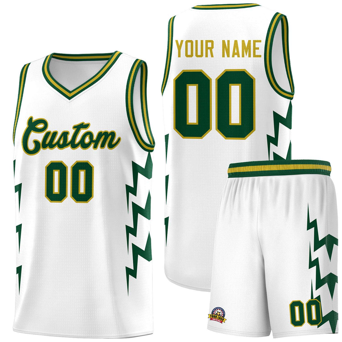 Custom White Side Lightning Pattern Sports Uniform Basketball Jersey|KXKSHOP