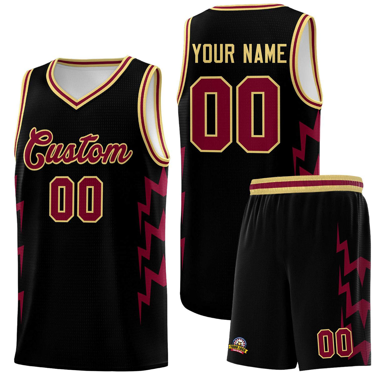 Custom Black Side Lightning Pattern Sports Uniform Basketball Jersey|KXKSHOP