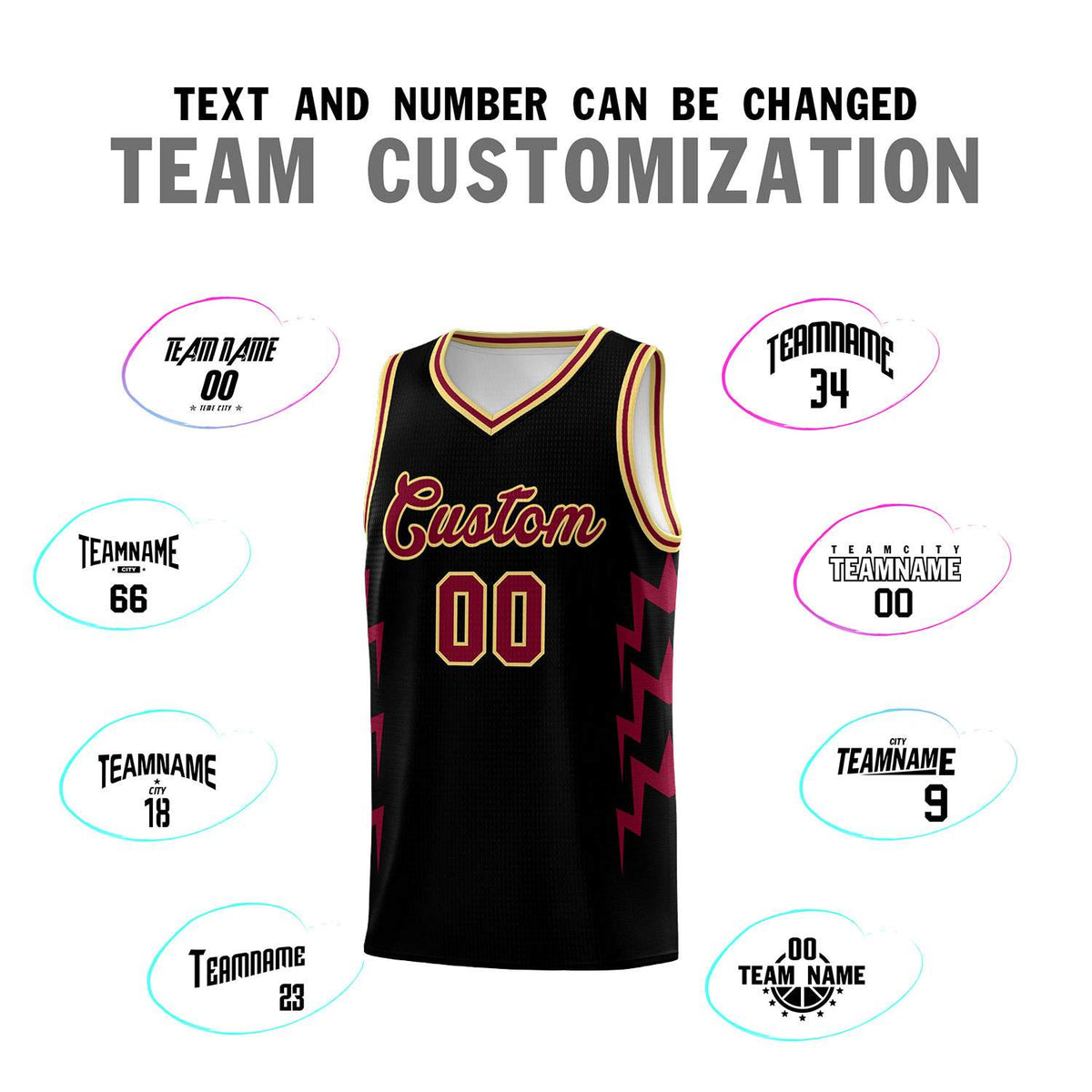 Custom Black Side Lightning Pattern Sports Uniform Basketball Jersey|KXKSHOP