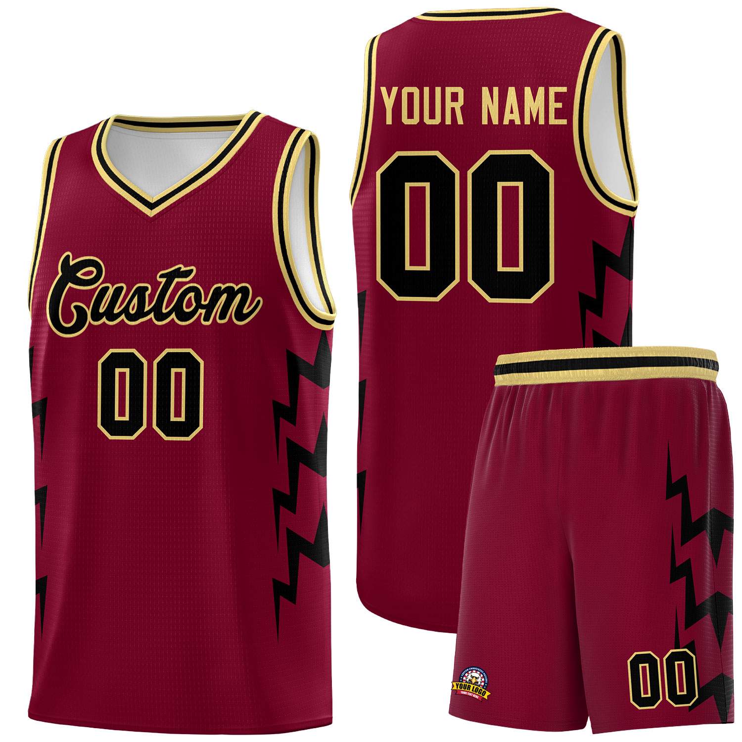 Custom Crimson Side Lightning Pattern Sports Uniform Basketball Jersey|KXKSHOP
