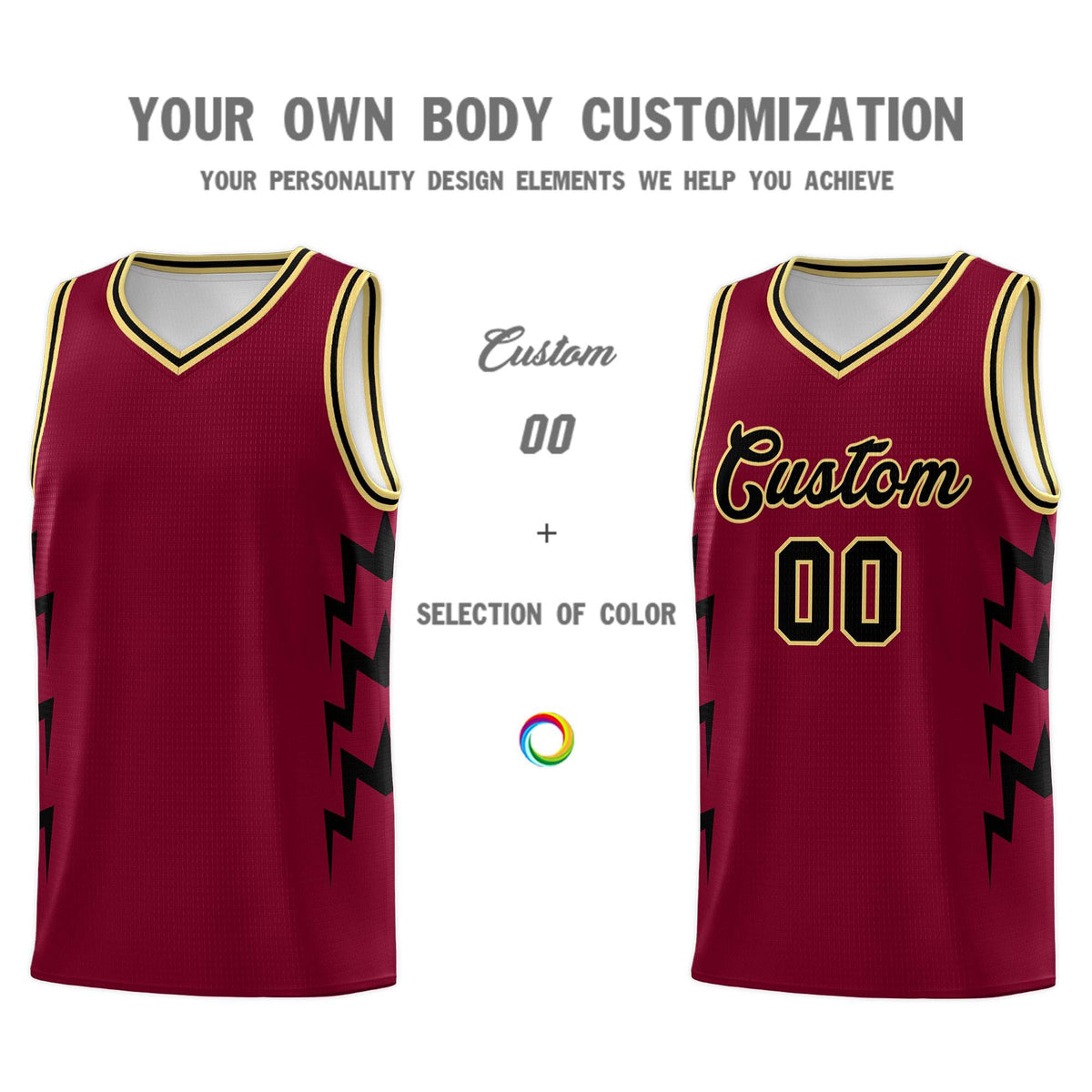 Custom Crimson Side Lightning Pattern Sports Uniform Basketball Jersey|KXKSHOP