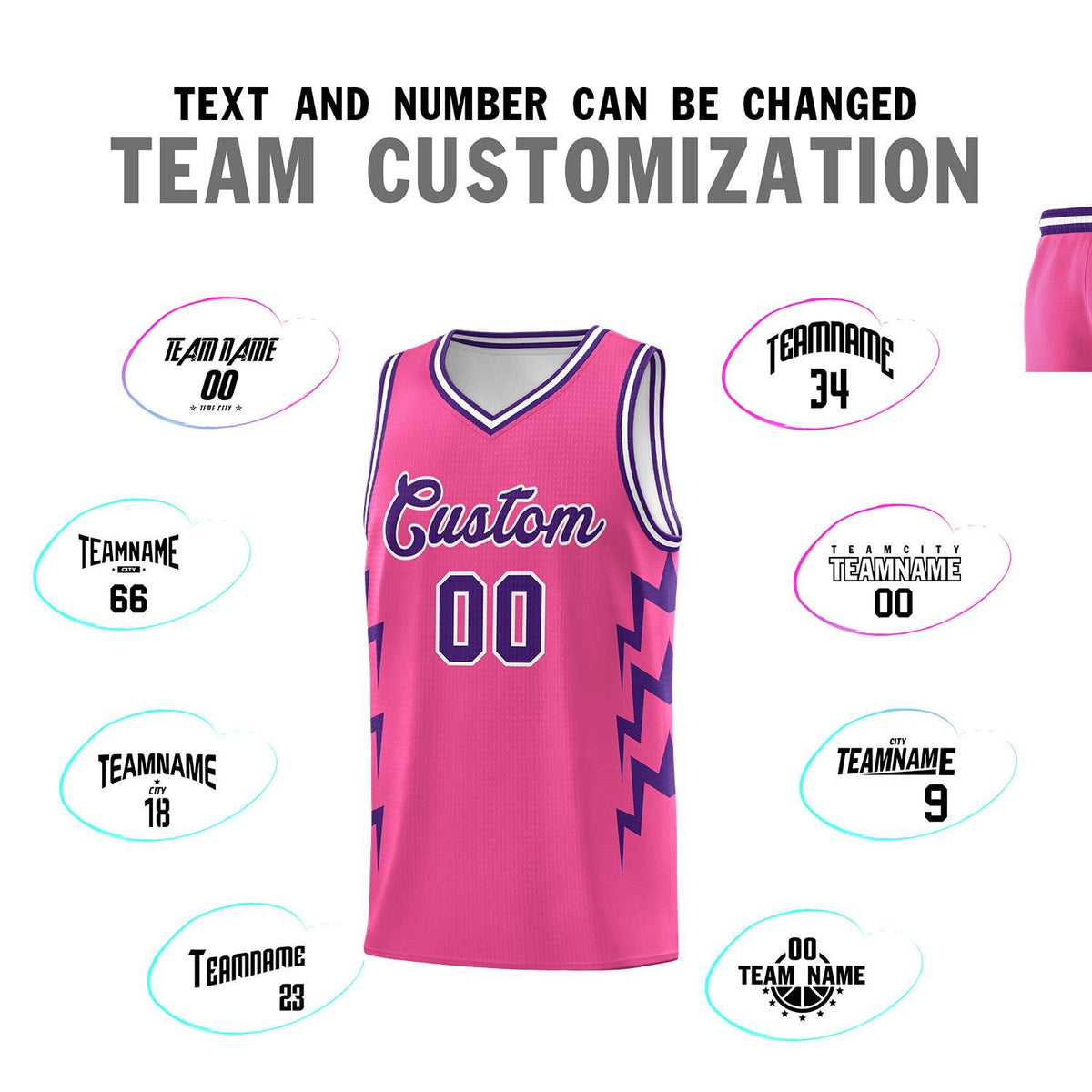 Custom Pink Side Lightning Pattern Sports Uniform Basketball Jersey|KXKSHOP