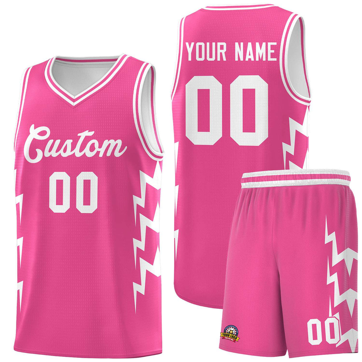 Custom Pink Side Lightning Pattern Sports Uniform Basketball Jersey|KXKSHOP