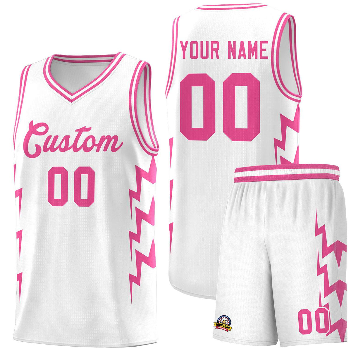 Custom White Side Lightning Pattern Sports Uniform Basketball Jersey|KXKSHOP