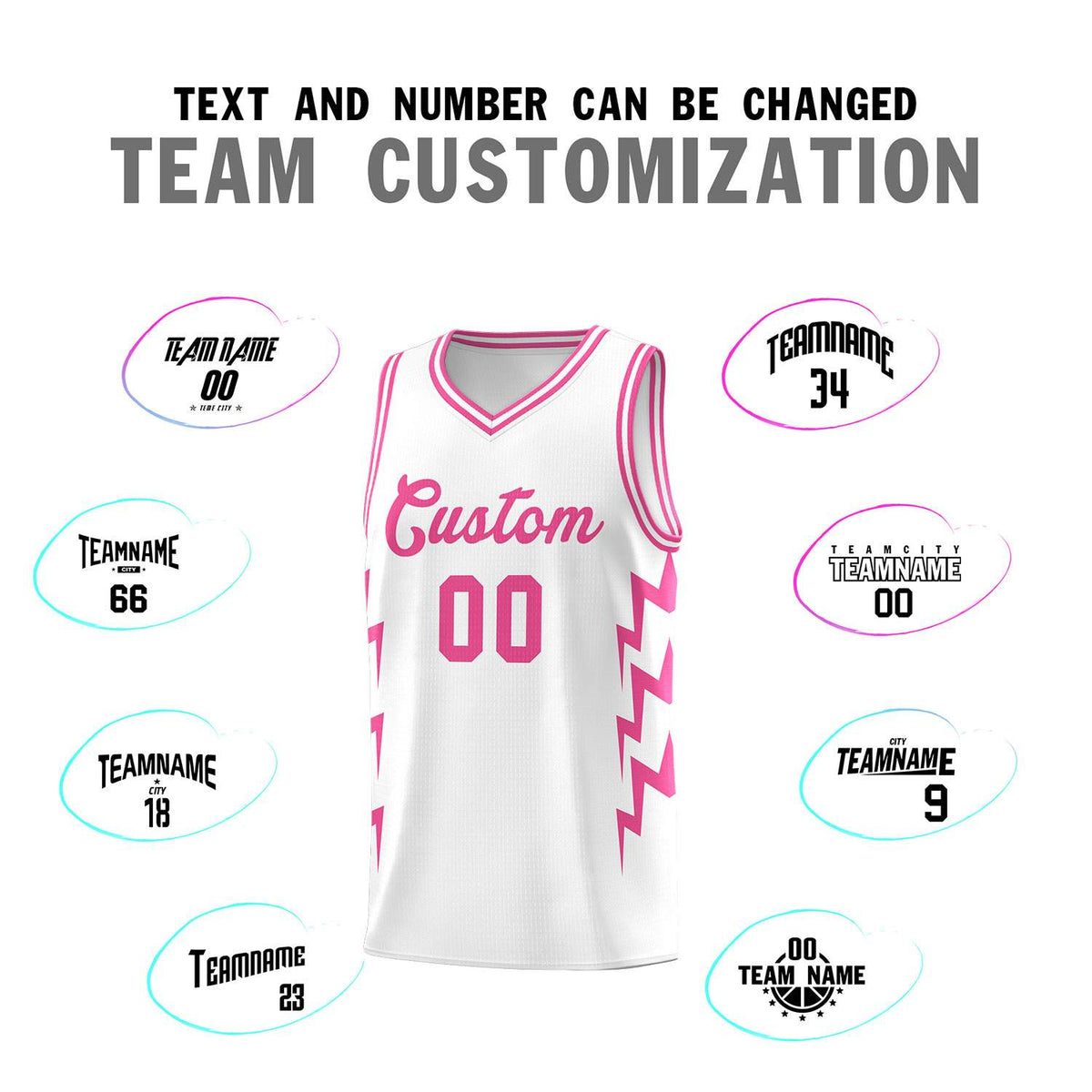 Custom White Side Lightning Pattern Sports Uniform Basketball Jersey|KXKSHOP