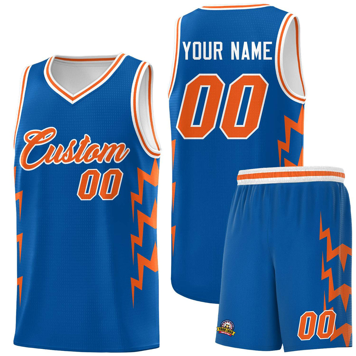 Custom Royal Side Lightning Pattern Sports Uniform Basketball Jersey|KXKSHOP