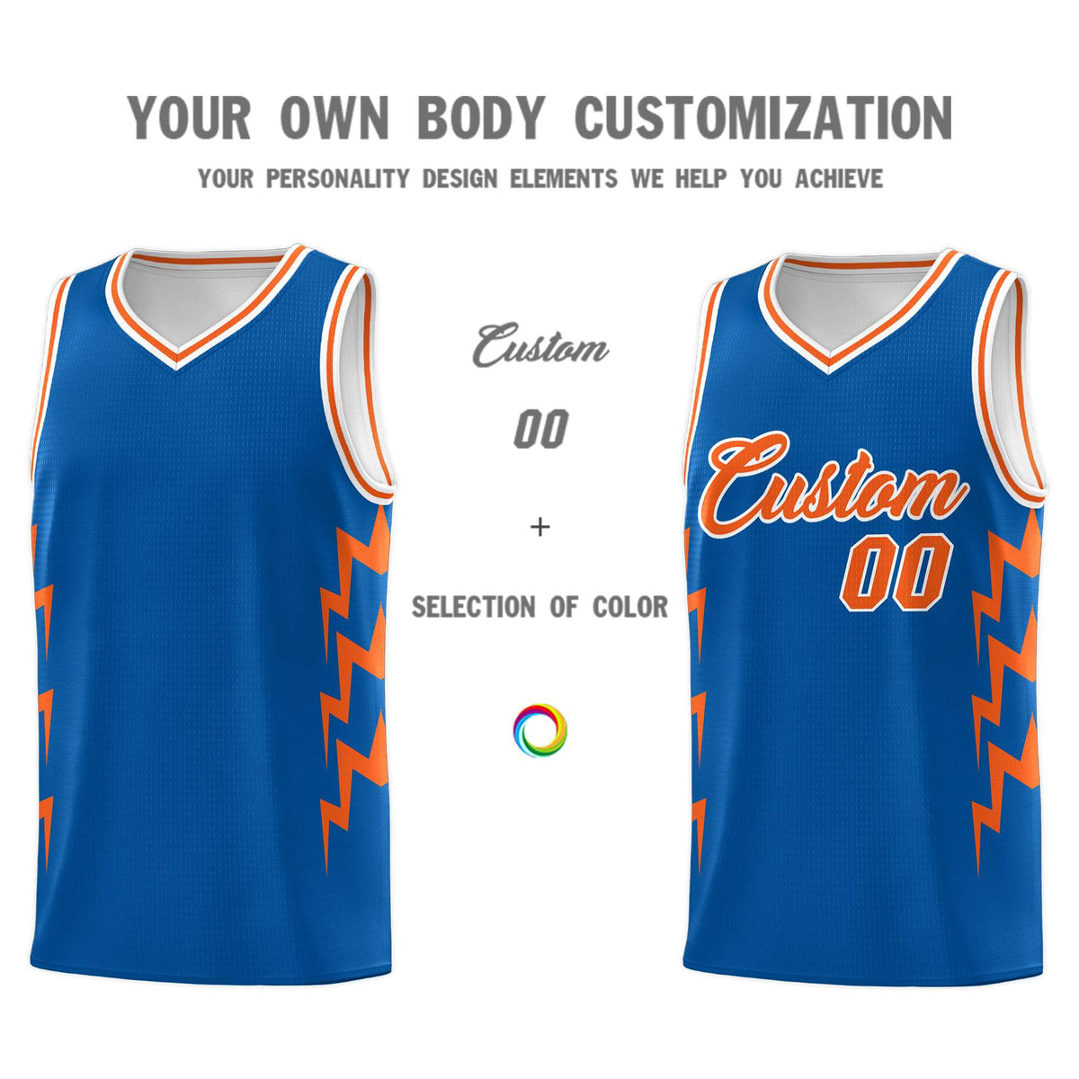 Custom Royal Side Lightning Pattern Sports Uniform Basketball Jersey|KXKSHOP