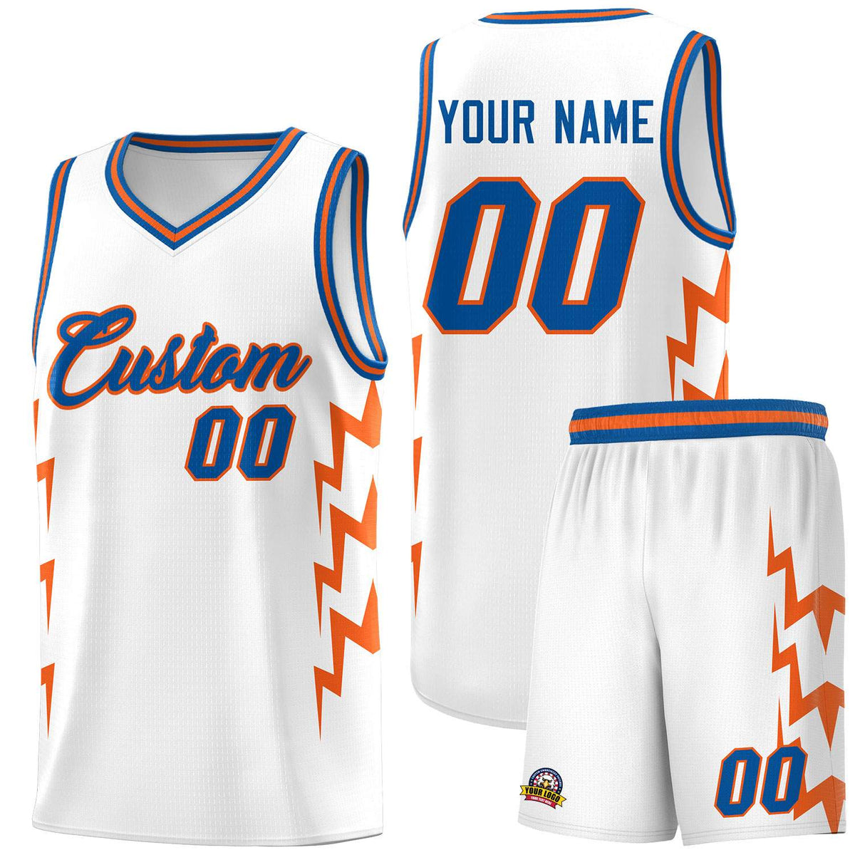 Custom White Side Lightning Pattern Sports Uniform Basketball Jersey|KXKSHOP