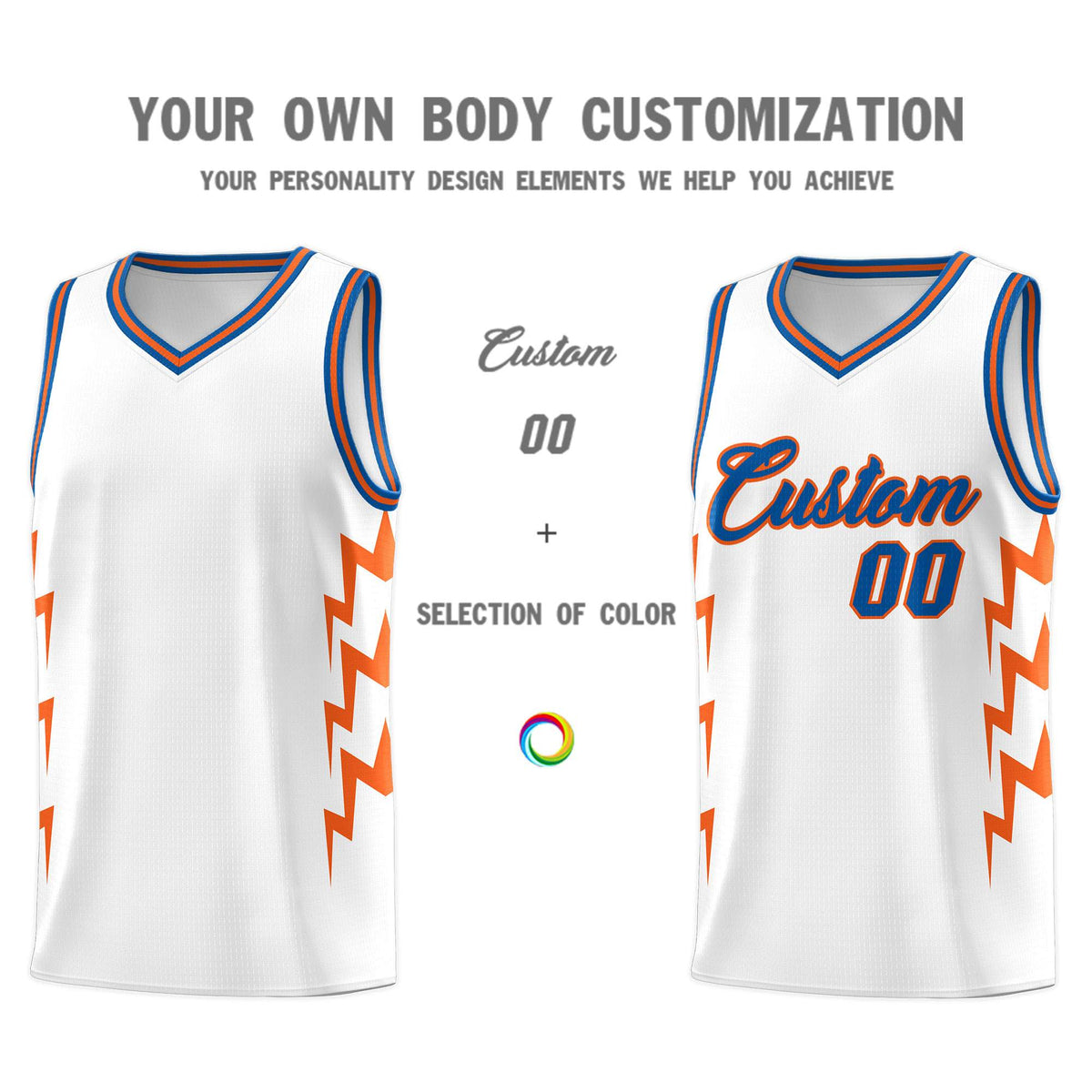 Custom White Side Lightning Pattern Sports Uniform Basketball Jersey|KXKSHOP