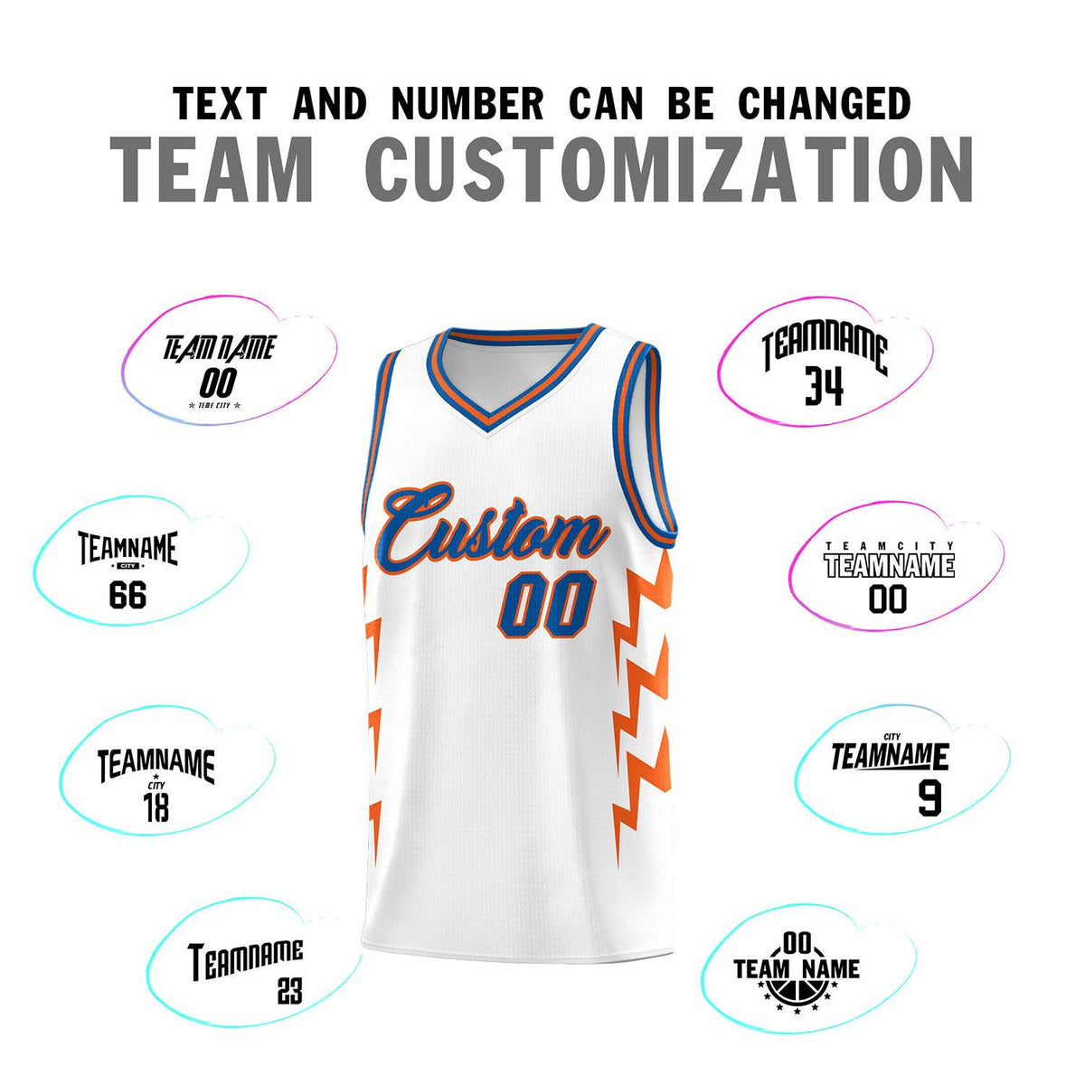 Custom White Side Lightning Pattern Sports Uniform Basketball Jersey|KXKSHOP