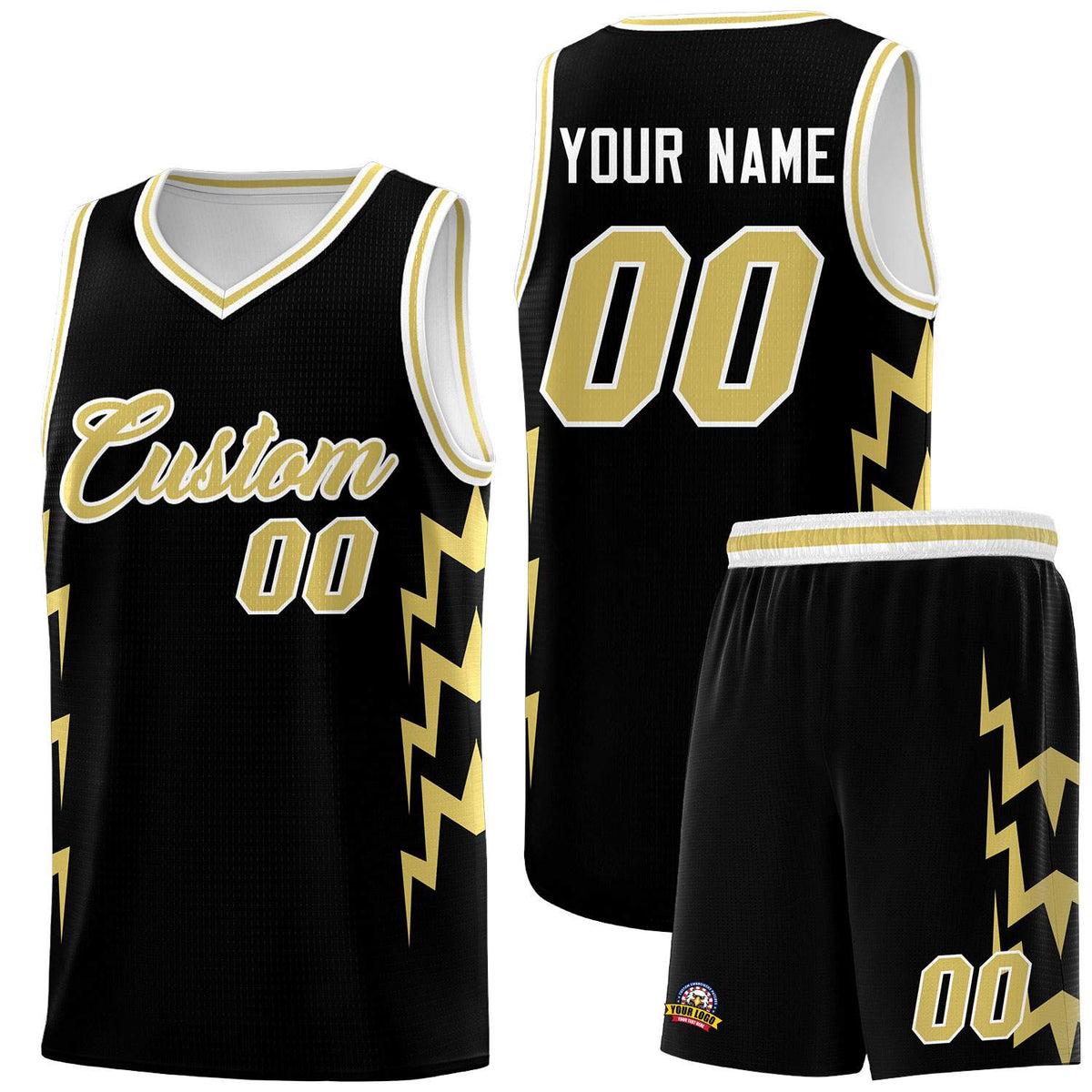 Custom Black Side Lightning Pattern Sports Uniform Basketball Jersey|KXKSHOP