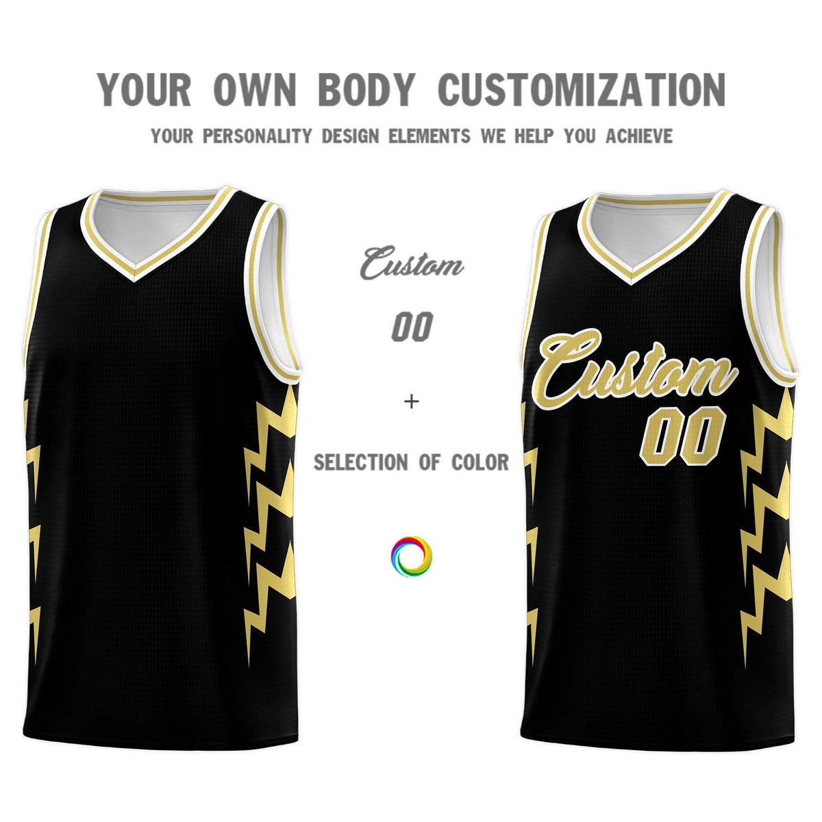 Custom Black Side Lightning Pattern Sports Uniform Basketball Jersey|KXKSHOP