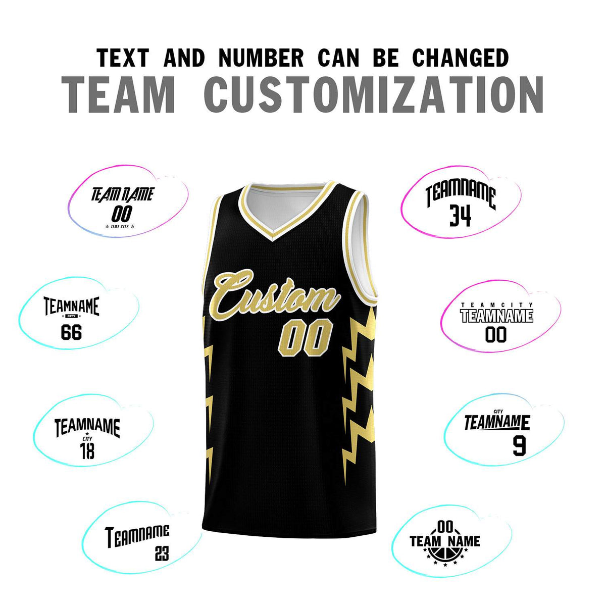Custom Black Side Lightning Pattern Sports Uniform Basketball Jersey|KXKSHOP