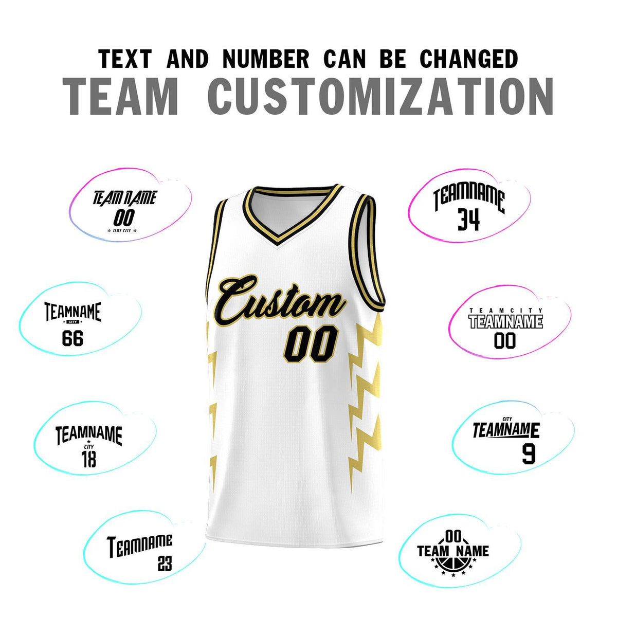 Custom White Side Lightning Pattern Sports Uniform Basketball Jersey|KXKSHOP