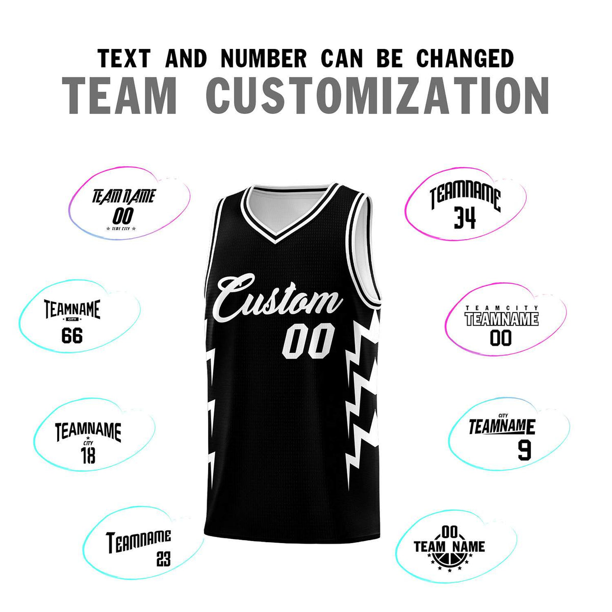 Custom Black Side Lightning Pattern Sports Uniform Basketball Jersey|KXKSHOP
