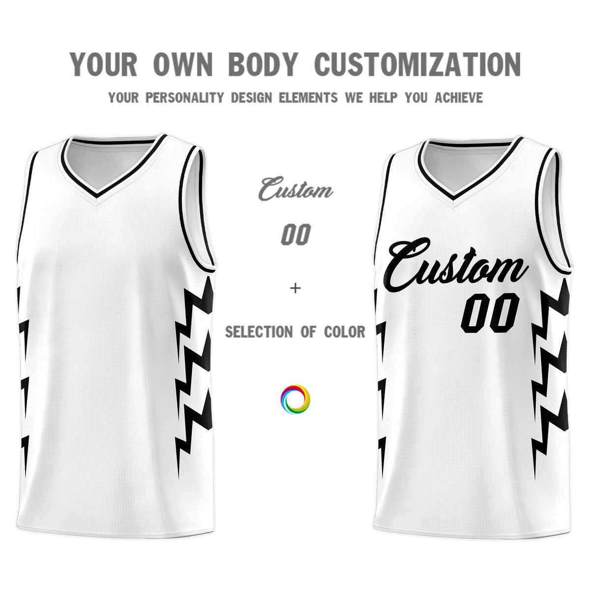 Custom White Side Lightning Pattern Sports Uniform Basketball Jersey|KXKSHOP