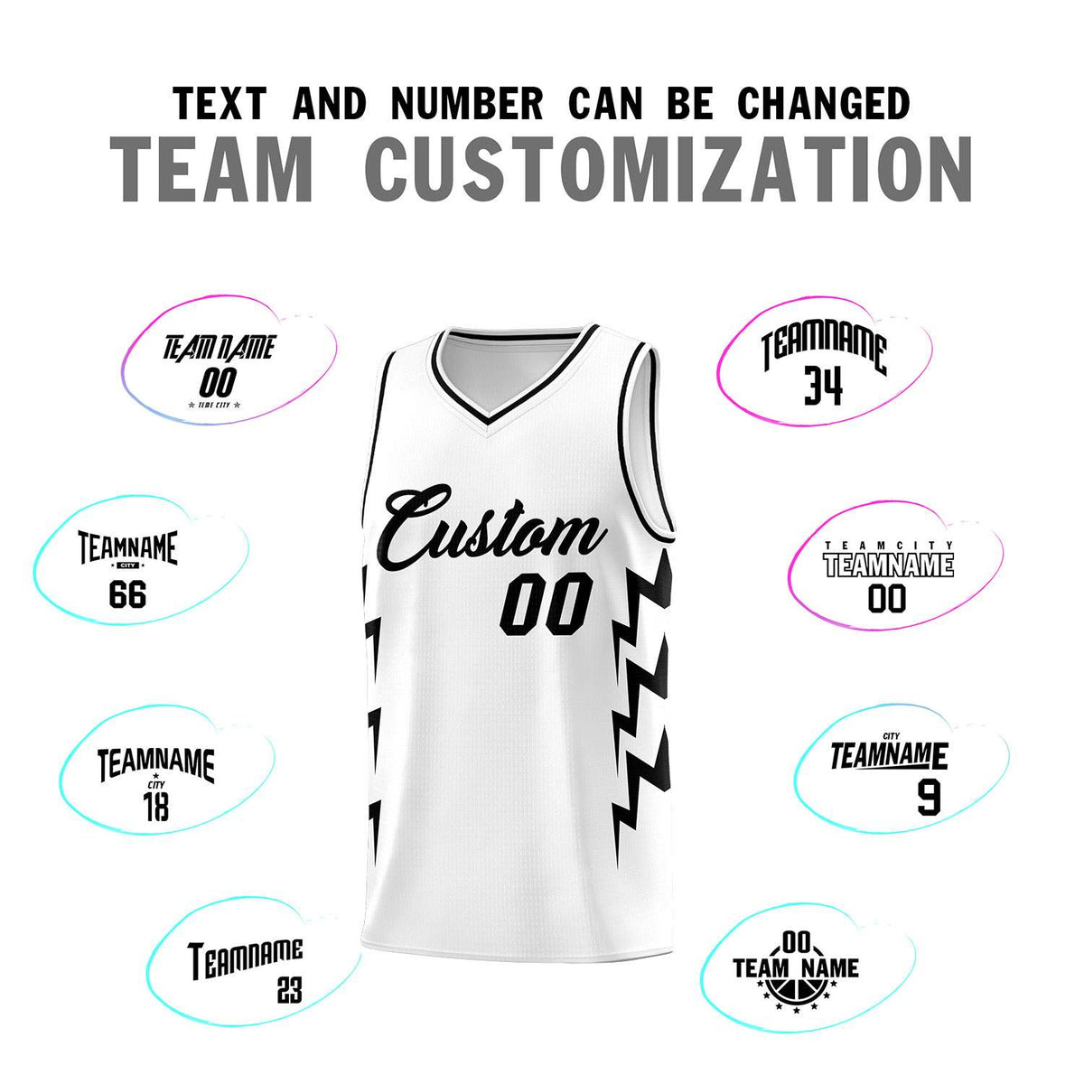 Custom White Side Lightning Pattern Sports Uniform Basketball Jersey|KXKSHOP