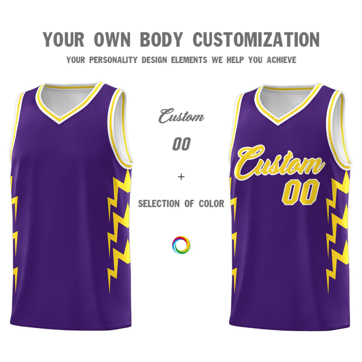 Custom Purple Side Lightning Pattern Sports Uniform Basketball Jersey|KXKSHOP
