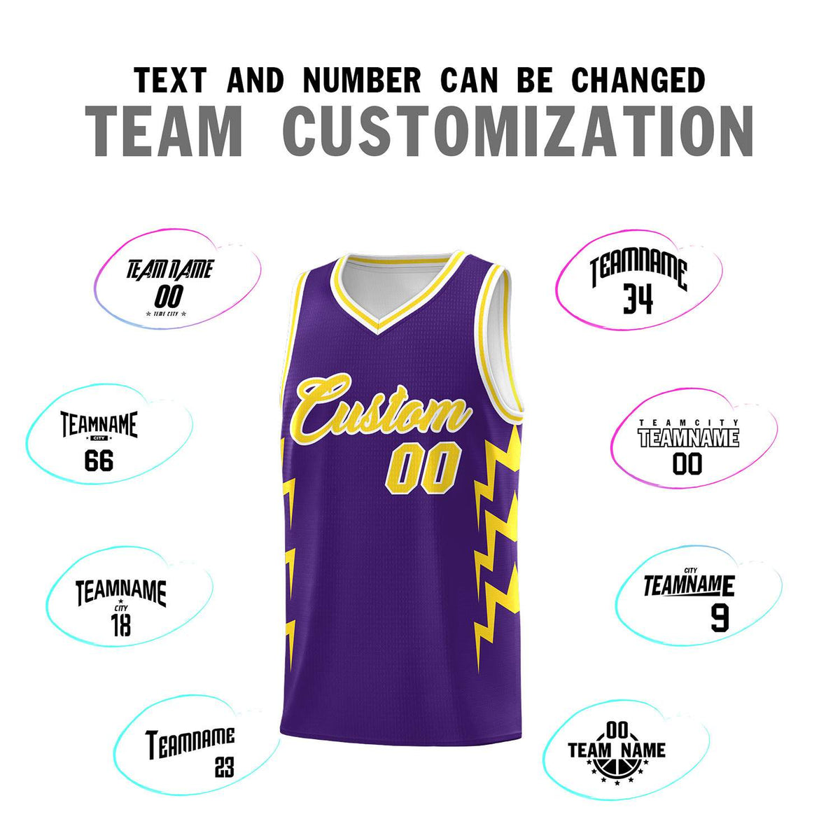Custom Purple Side Lightning Pattern Sports Uniform Basketball Jersey|KXKSHOP