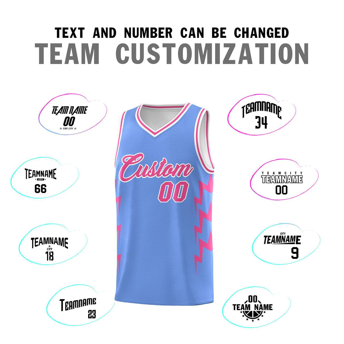 Custom Light Blue Side Lightning Pattern Sports Uniform Basketball Jersey|KXKSHOP