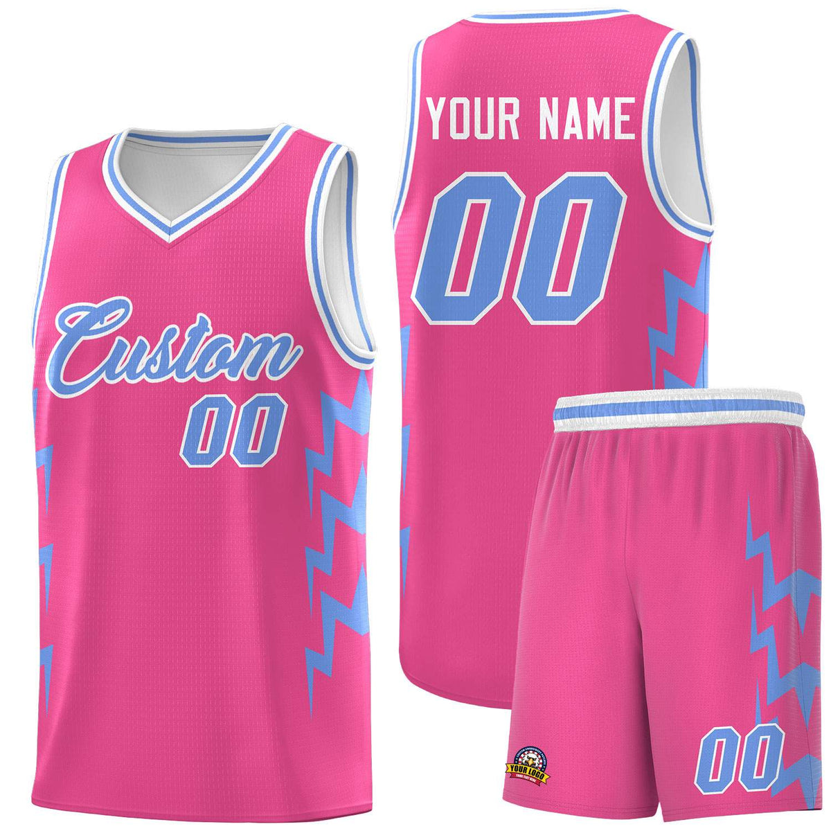 Custom Pink Side Lightning Pattern Sports Uniform Basketball Jersey|KXKSHOP