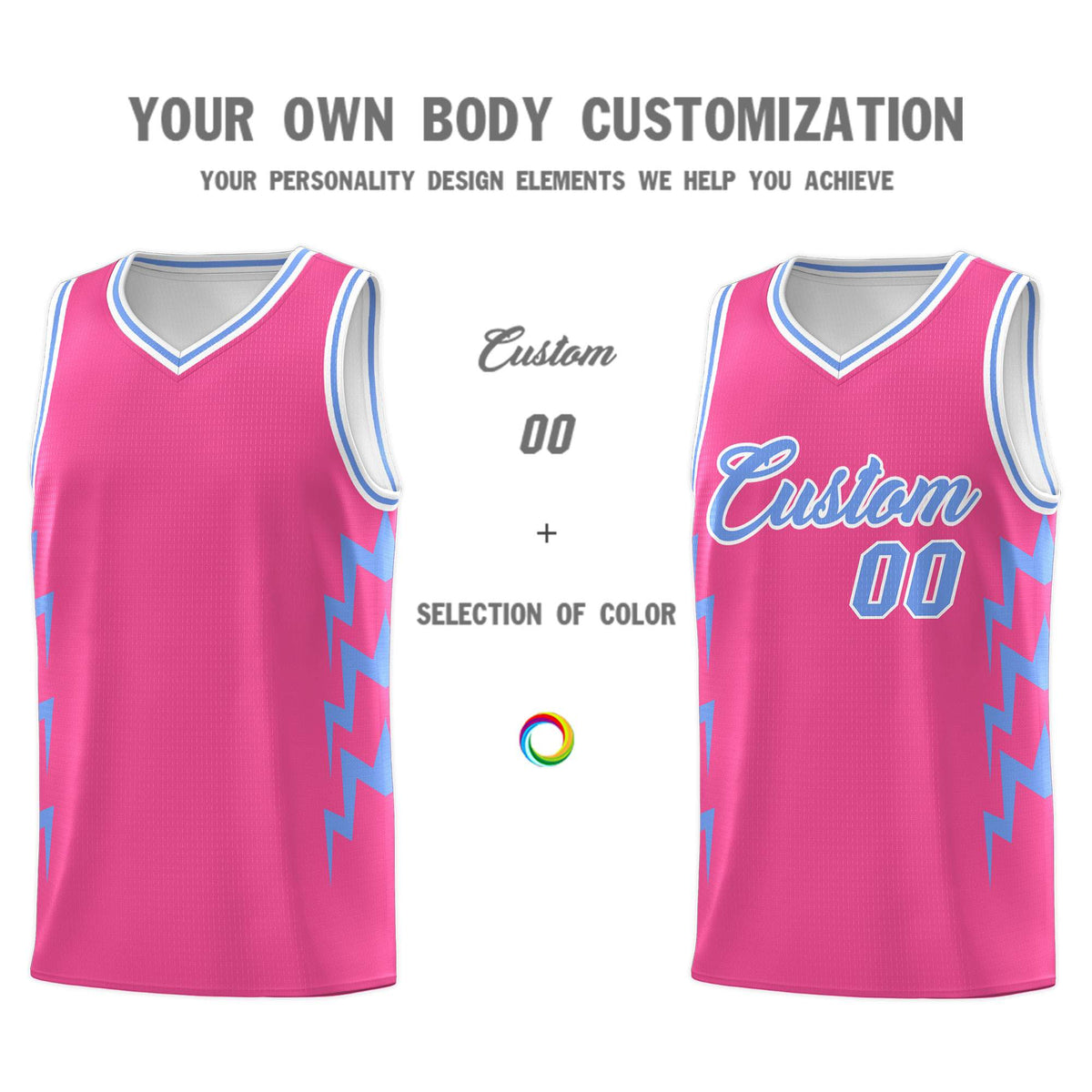 Custom Pink Side Lightning Pattern Sports Uniform Basketball Jersey|KXKSHOP