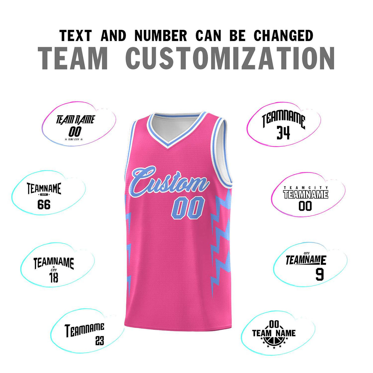 Custom Pink Side Lightning Pattern Sports Uniform Basketball Jersey|KXKSHOP