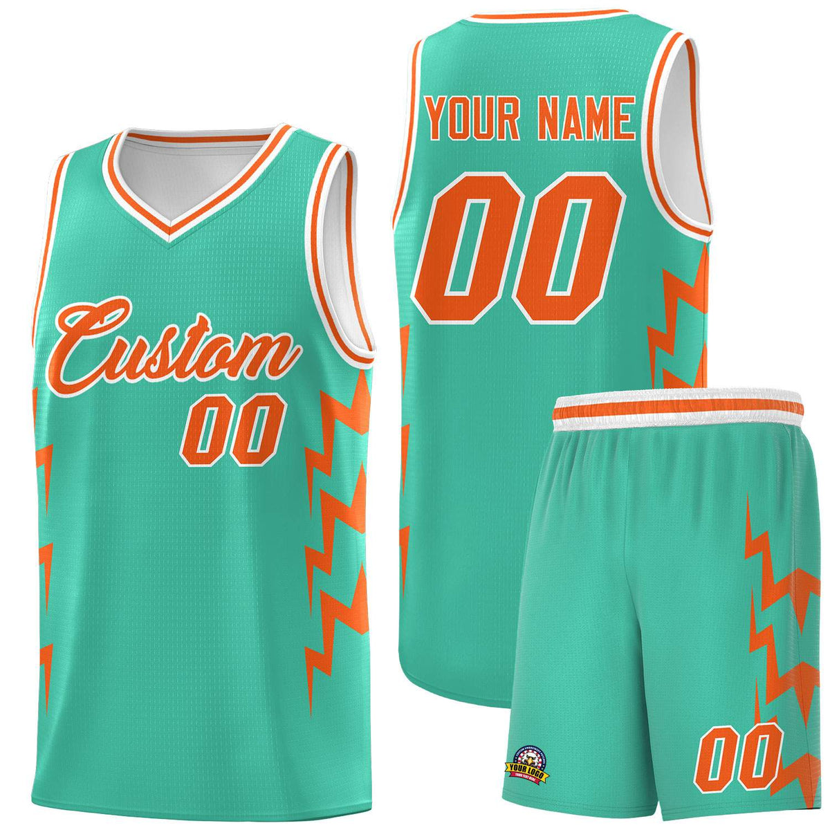 Custom Bright Green Side Lightning Pattern Sports Uniform Basketball Jersey|KXKSHOP