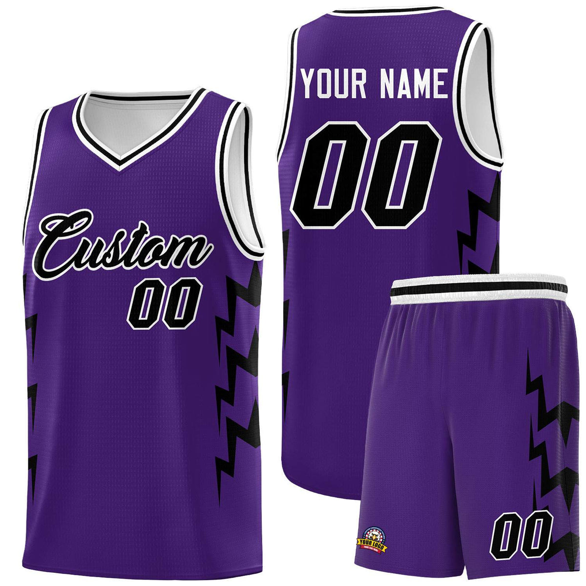 Custom Purple Side Lightning Pattern Sports Uniform Basketball Jersey|KXKSHOP