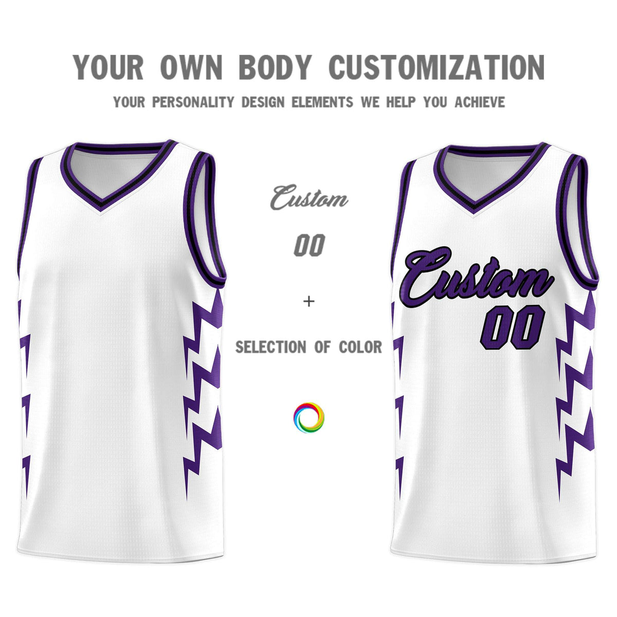 Custom White Side Lightning Pattern Sports Uniform Basketball Jersey|KXKSHOP