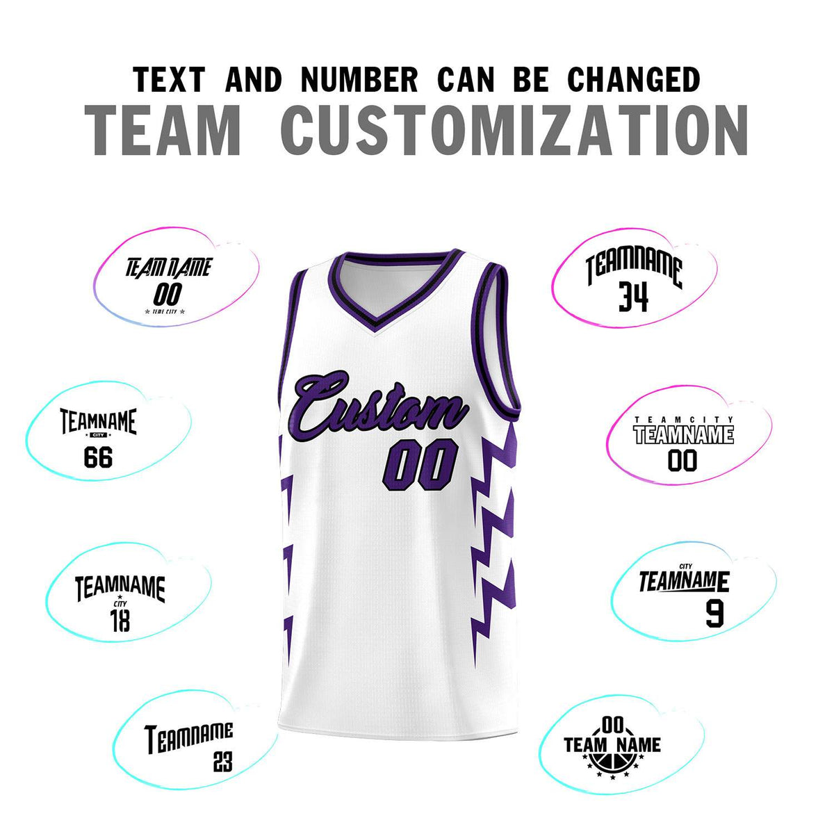 Custom White Side Lightning Pattern Sports Uniform Basketball Jersey|KXKSHOP