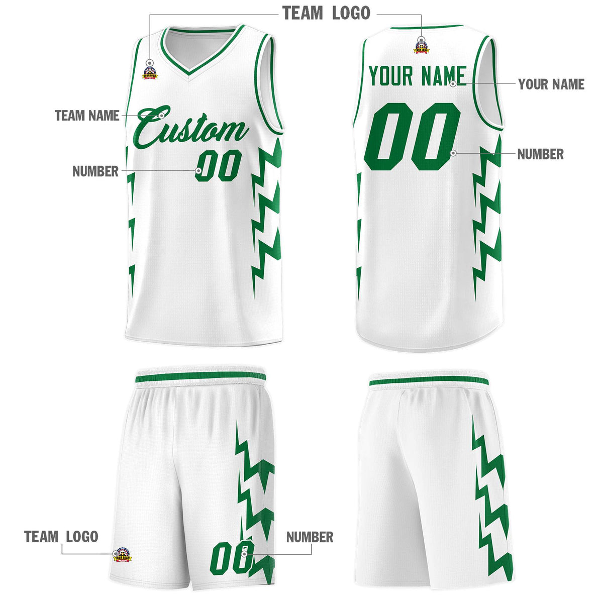 Custom White Side Lightning Pattern Sports Uniform Basketball Jersey|KXKSHOP