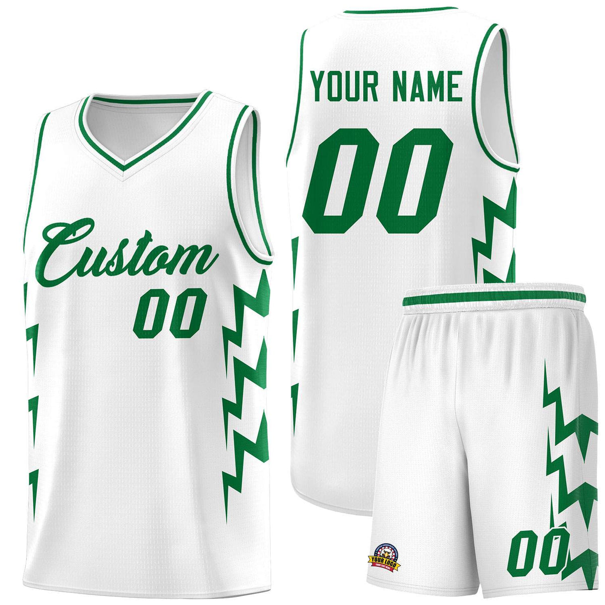 Custom White Side Lightning Pattern Sports Uniform Basketball Jersey|KXKSHOP