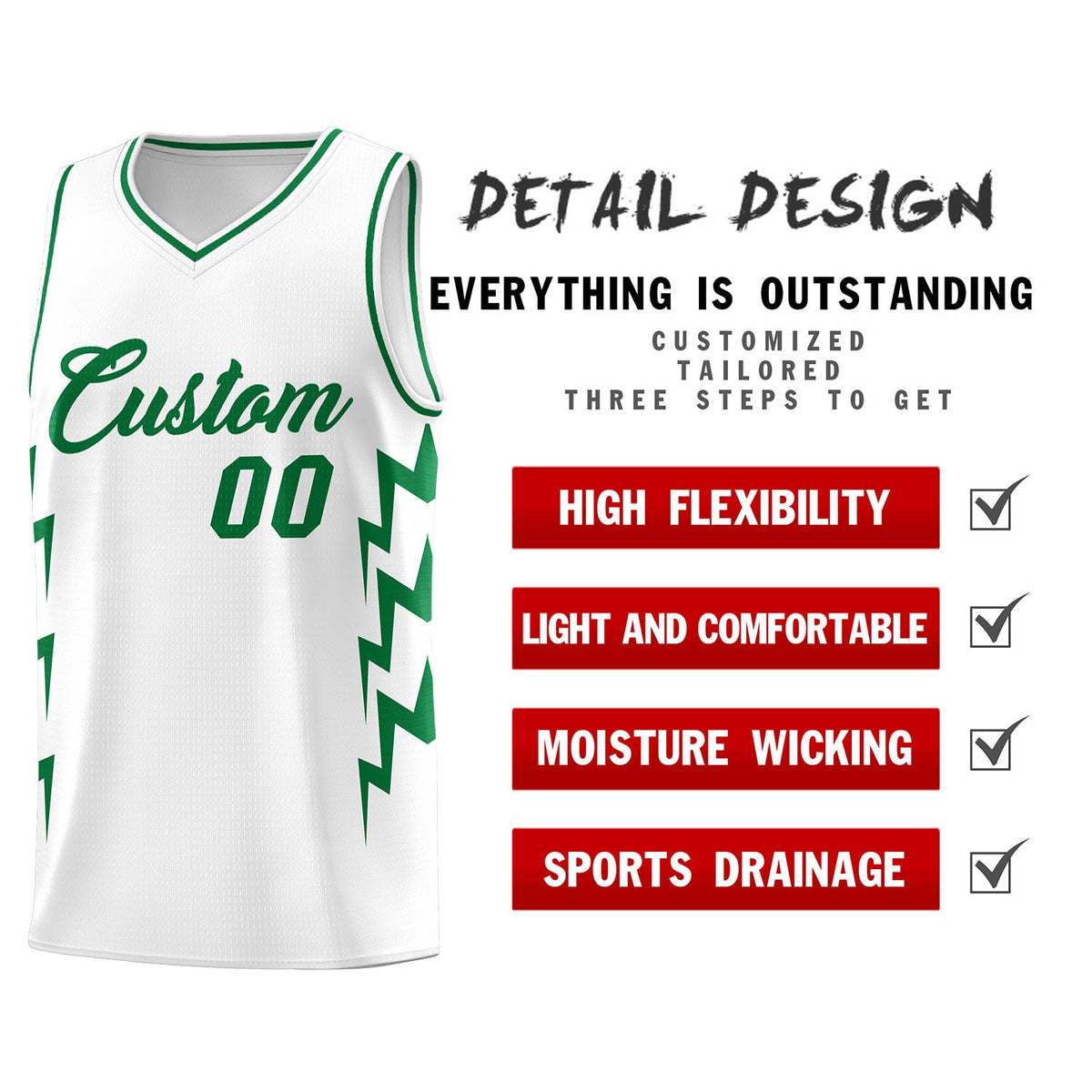 Custom White Side Lightning Pattern Sports Uniform Basketball Jersey|KXKSHOP