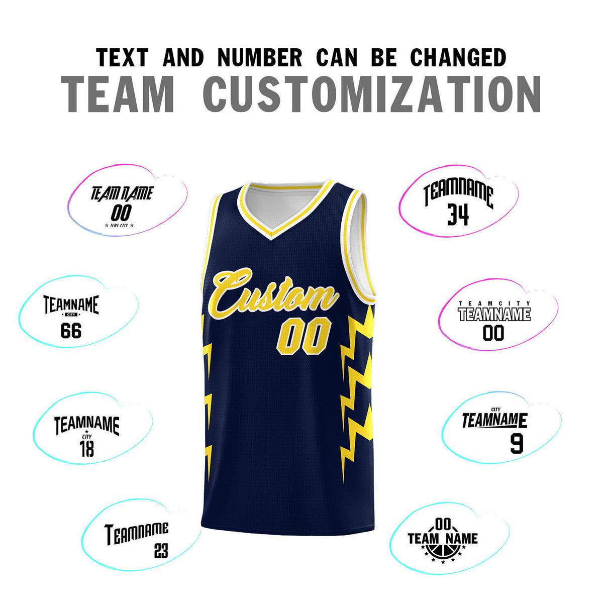 Custom Navy Side Lightning Pattern Sports Uniform Basketball Jersey|KXKSHOP
