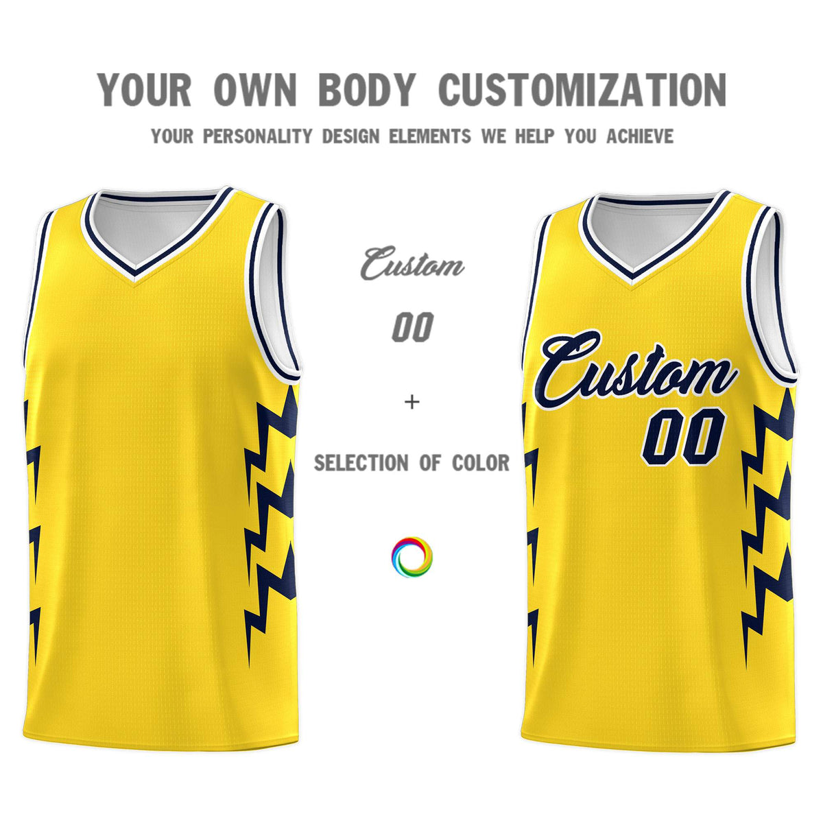 Custom Gold Side Lightning Pattern Sports Uniform Basketball Jersey|KXKSHOP