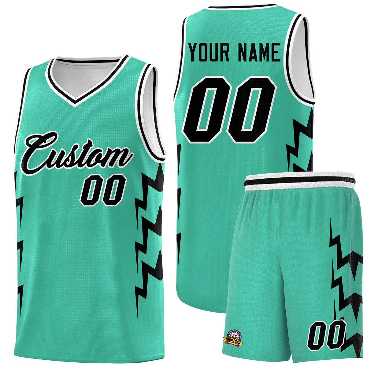 Custom Bright Green Side Lightning Pattern Sports Uniform Basketball Jersey|KXKSHOP