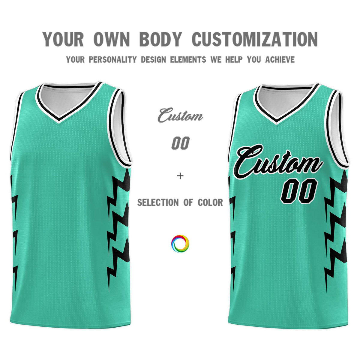 Custom Bright Green Side Lightning Pattern Sports Uniform Basketball Jersey|KXKSHOP