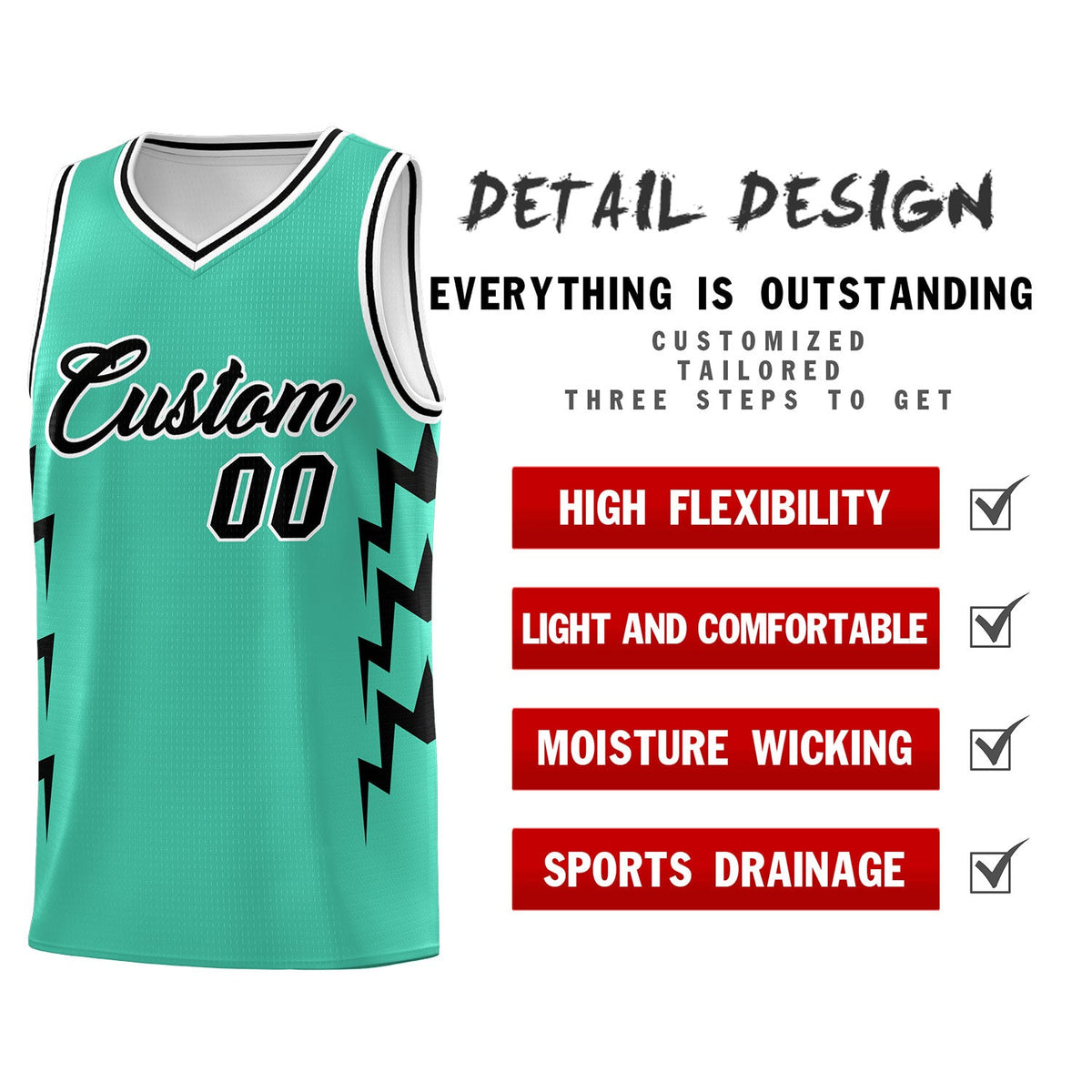 Custom Bright Green Side Lightning Pattern Sports Uniform Basketball Jersey|KXKSHOP