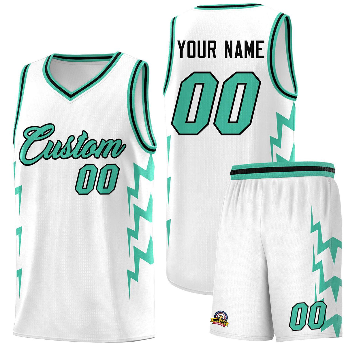 Custom White Side Lightning Pattern Sports Uniform Basketball Jersey|KXKSHOP